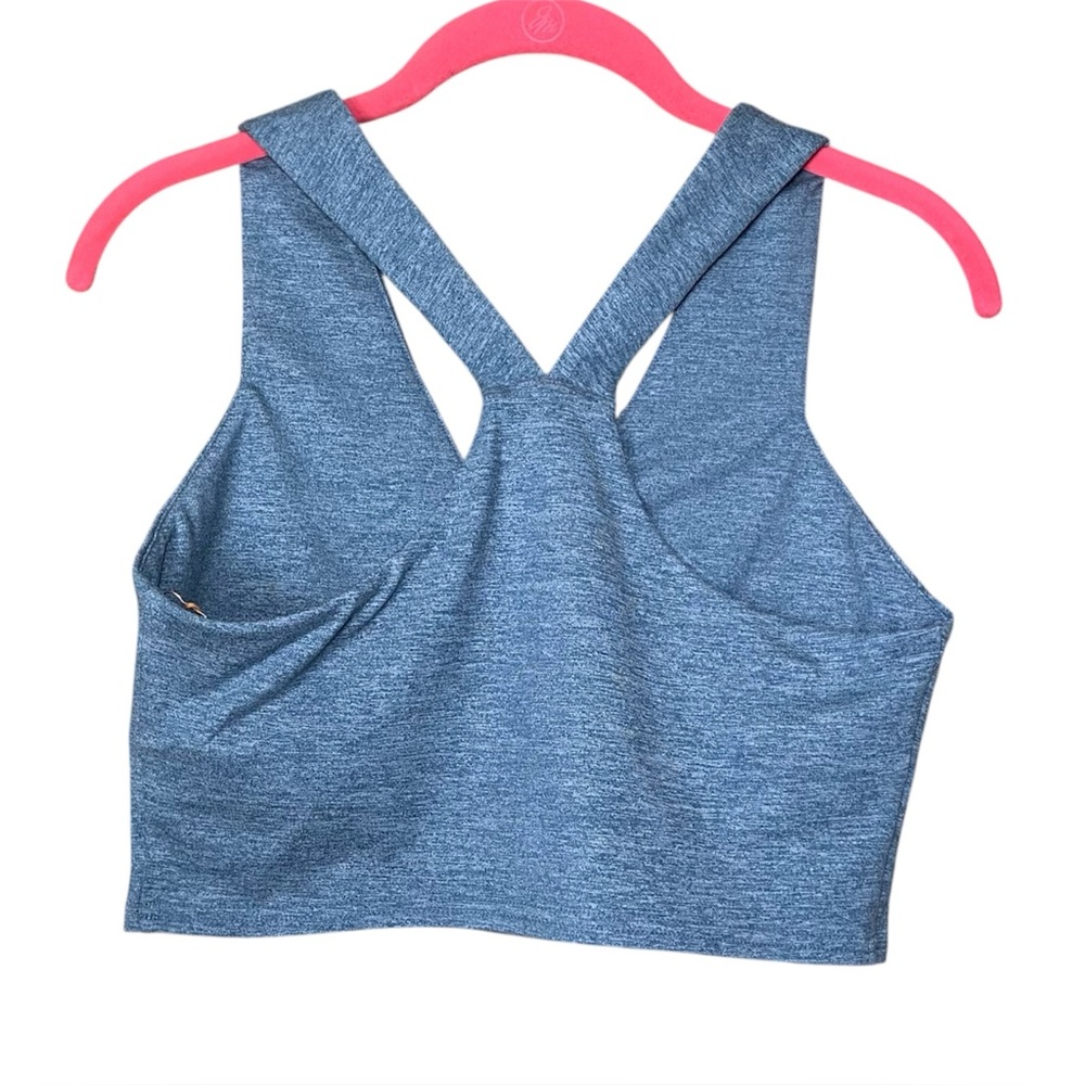 Quince NWT Flowknit Ultra Soft V-Neck Cropped Tank Size M Light Heather Blue - Picture 2 of 4